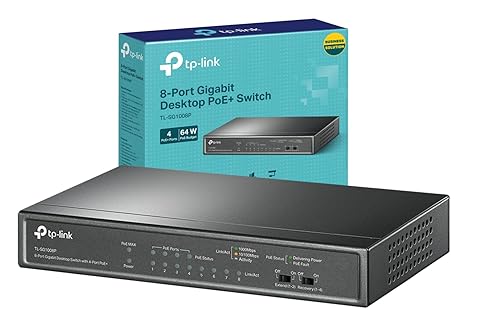 TP-Link PoE Switch 8-Port Gigabit, 4 PoE+ Puertos de hasta 30 W para Cada PoE Puerto y 64 W para Todos PoE Puertos, Carcas...