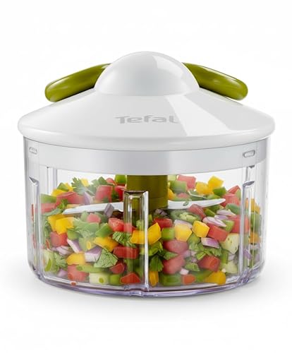 Tefal 5 Segundos - Picadora Manual 500 ml | 2 Cuchillas Independientes, Picado Grueso, Medio y Fino, Base Antideslizante, ...