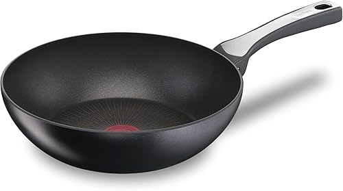 Tefal Unlimited On - Wok de 28 cm, Apto inducción, antiadherente, revestimiento titanio, Thermo-signal, apto lavavajillas ...