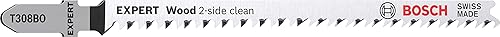 Bosch Professional 5x Hojas de sierra de calar Expert `Wood 2-Side Clean` T 308 BO (para Contrachapado, Tablero para mobil...