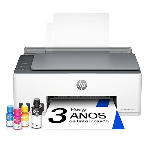 HP Smart Tank 5105 - Impresora multifunción 3 en 1 (Wi-Fi, impresión móvil) - 3 años de Tinta incluida, depósito de Tinta ...