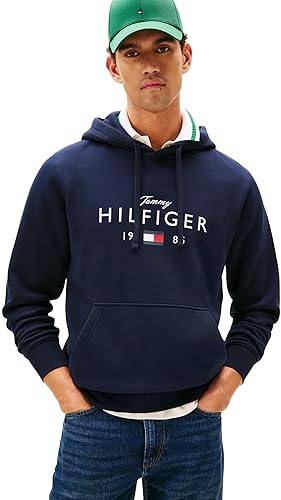 Tommy Hilfiger Brand Love Big Hilfiger Hoodie Mw0mw41427 Sudadera con Capucha Hombre (Pack de 1)