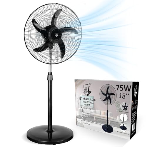 Lirixia Ventilador de Pie Potente 75W, Aspas de 45 cm (18)